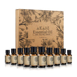AKARZ Hots 10 Sets Tea Tree,Sandalwood,Peppermint,Frankincense,Musk,LemonGrass,Rosemary,Oregano,Bergamot,Vetiver Essential Oil 10ml*10