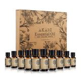 AKARZ Pure Essential Oils Gift Set - Top 10 Pack x 10ml Therapeutic Grade Aromatherapy Kit